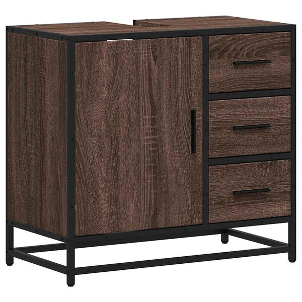 vidaXL Bathroom Sink Cabinet Brown Oak Engineered wood, Metal Medium