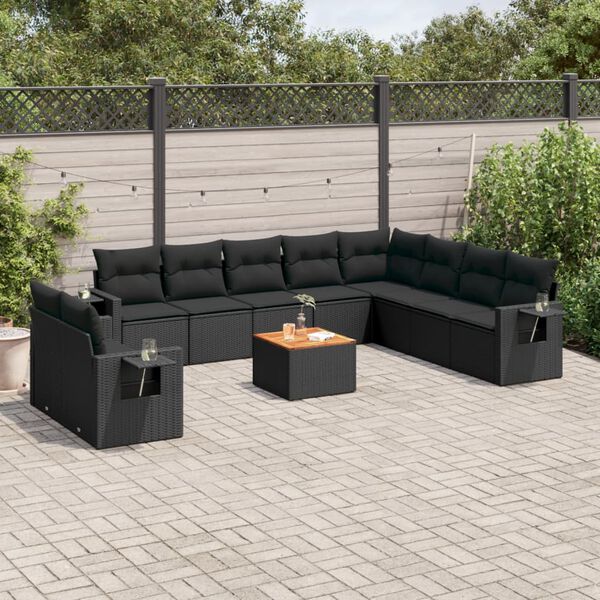 vidaXL Garden Sofa Set Black