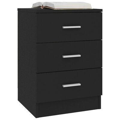 vidaXL Bedside Cabinet Black 15"x13.8"x22" Engineered Wood
