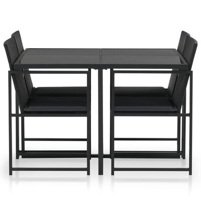 vidaXL 5 Piece Patio Dining Set with Cushions Poly Rattan Black