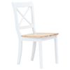 vidaXL Dining Chair Set of 4 White and Natural Wood Solid rubber wood
