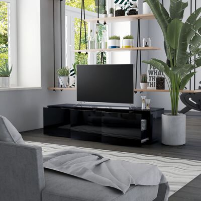 vidaXL TV Cabinet High Gloss Black 47.2"x13.4"x11.8" Chipboard