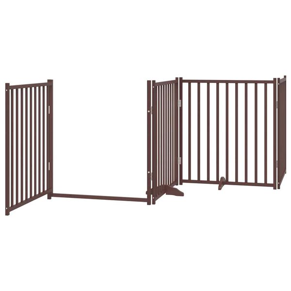 vidaXL Dog Gate Set of 4 Brown oak Solid fir wood 31.5 x 35.4 x 0.8 in