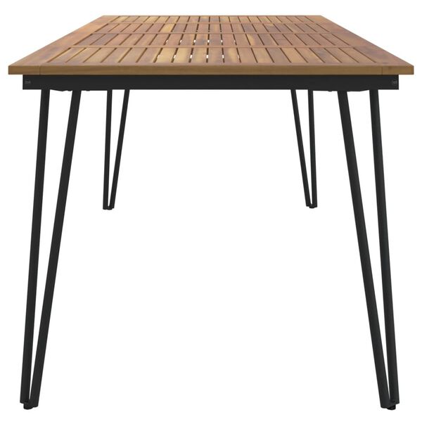 vidaXL Garden Table Brown, Black Solid Acacia Wood, Powder-Coated Metal