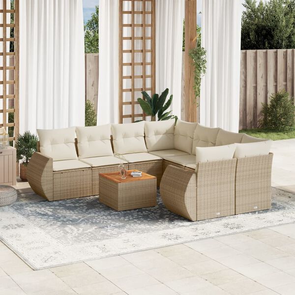 vidaXL Garden Sofa Set Beige, Cream White
