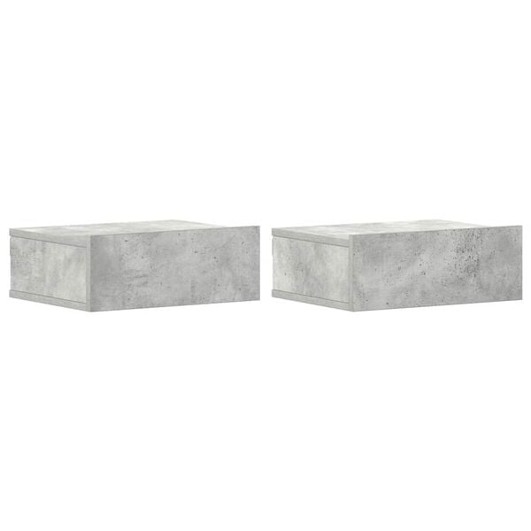 vidaXL Floating Nightstand Set of 2 Concrete Grey Engineered Wood