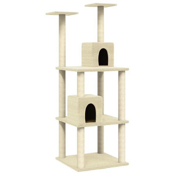 vidaXL Cat Tree Cream Engineered wood, plush, sisal 55.5 in tall
