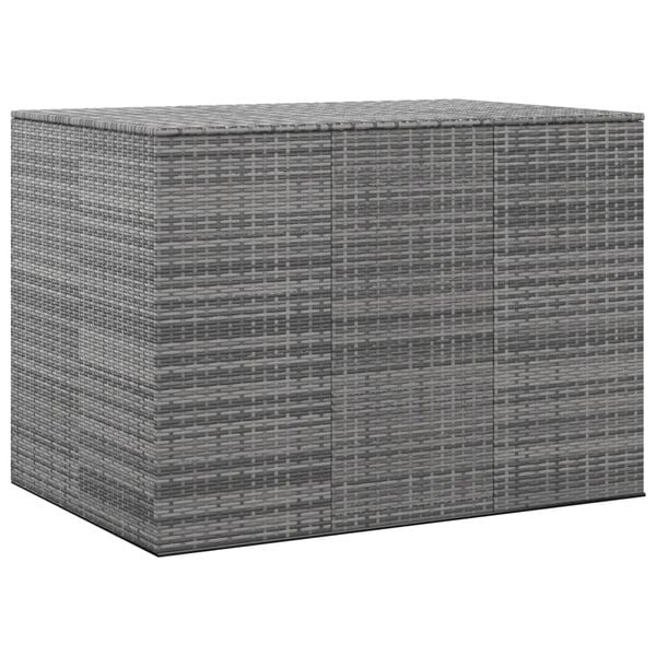 vidaXL Cushion Box Gray PE rattan Large Cushion Box Rectangular