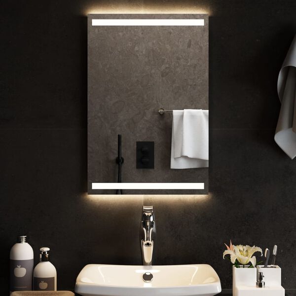 vidaXL LED Bathroom Mirror Transparent Glass 15.7 x 23.6 in