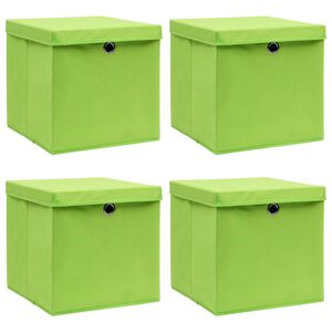 vidaXL Storage Box Set of 4 Green Non-woven fabric Medium Foldable