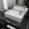 vidaXL Basin with Faucet Hole Rectangular Ceramic White 18.1"x10"x4.7"