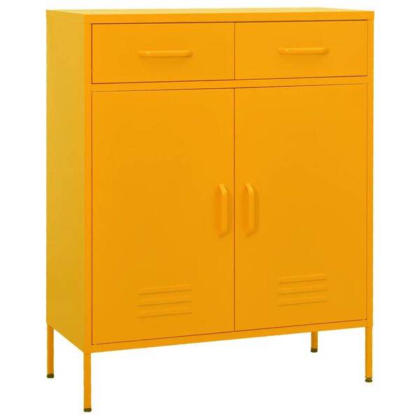 vidaXL Storage Cabinet Mustard Yellow Steel Large Adjustable Feet