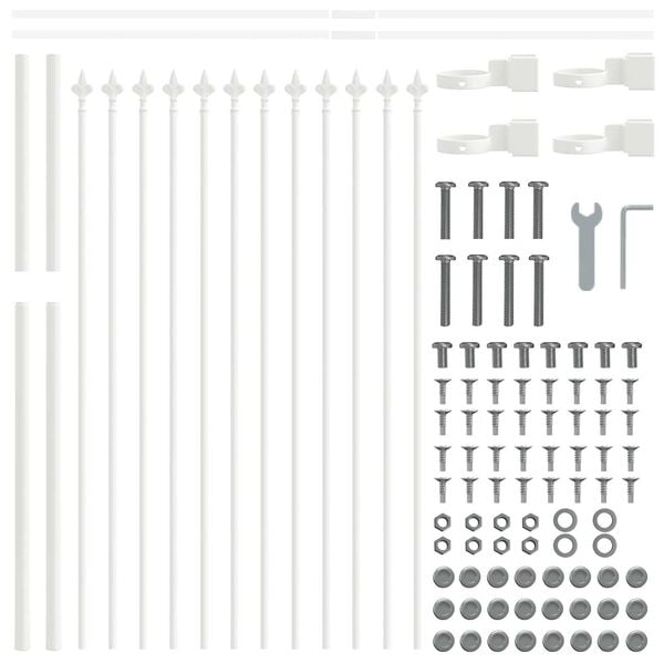vidaXL Garden Fence White 5.58 x 3.28 ft Powder-coated Steel