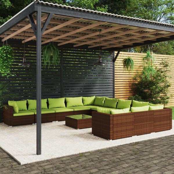 vidaXL Garden Lounge Set Brown, Green