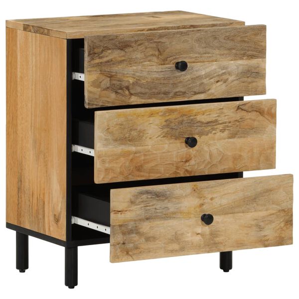 vidaXL Bedside Cabinet Natural Solid Mango Wood, Engineered Wood, Iron