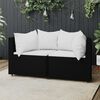 vidaXL Patio Corner Sofa Black PE rattan, powder-coated steel, polyester