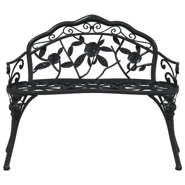 vidaXL Garden Bench Black Cast Aluminum, Cast Iron Medium