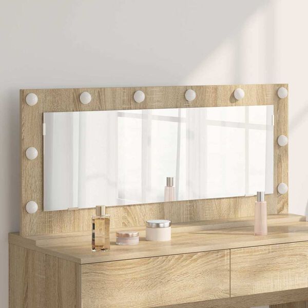 vidaXL Vanity Mirror with Mirror Sonoma Oak 39.37 x 17.72 x 7.09 in