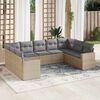 vidaXL Garden Sofa Set Beige PE rattan Large Removable Covers