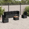 vidaXL Garden Sofa Set Black and Brown PE Rattan Medium Modular