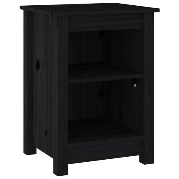 vidaXL Bedside Cabinet Set of 2 Black Solid pine wood