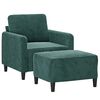 vidaXL Sofa Chair with Footstool Dark Green 23.6" Velvet