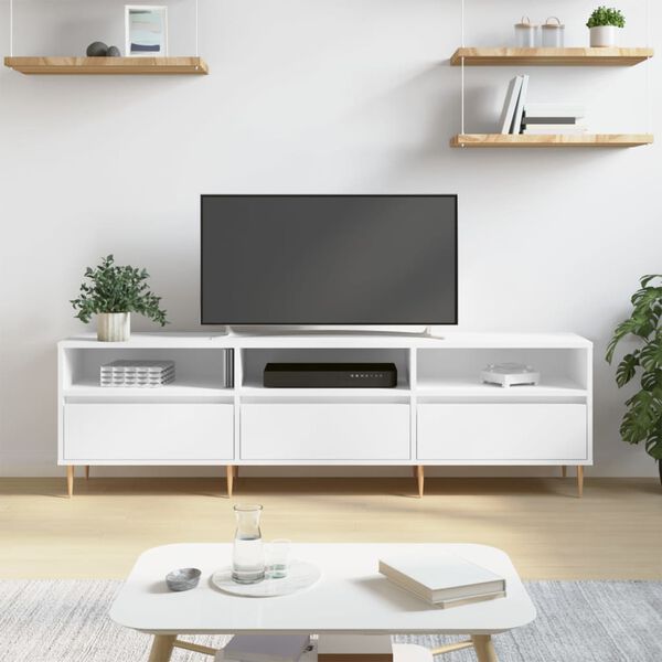 vidaXL TV Cabinet White Engineered wood, iron TV Cabinet Rectangular