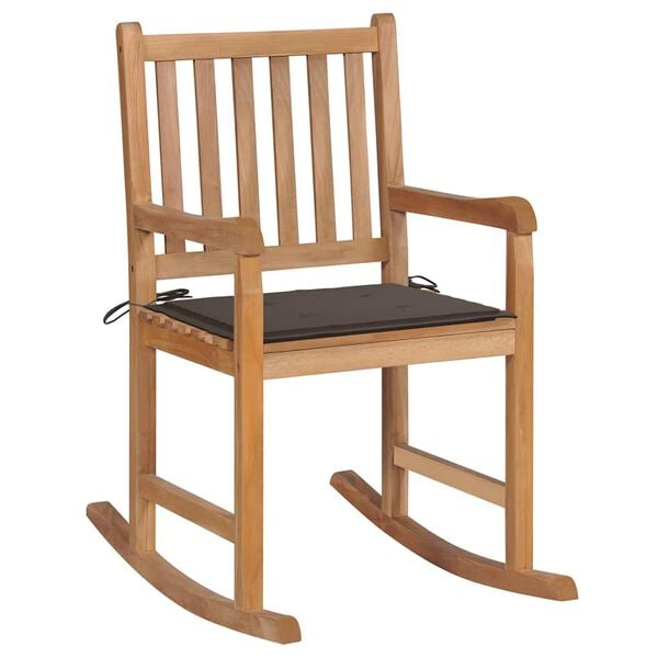 vidaXL Rocking Chair Taupe Teak wood Medium Durable Rocking Chair
