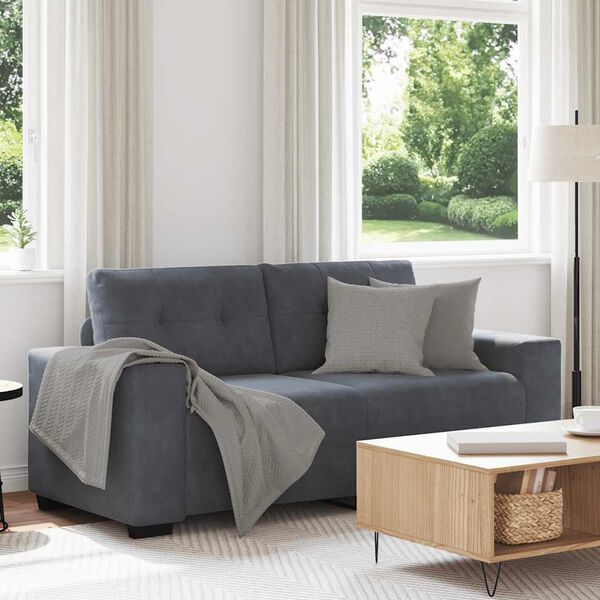 vidaXL Loveseat Sofa Dark Grey Velvet 2-Seater Stylish Design