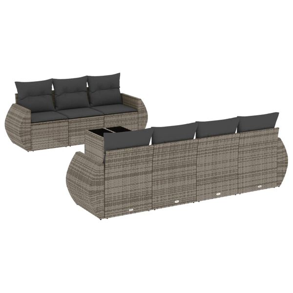 vidaXL Garden Sofa Set Grey Poly Rattan Large UV-resistant materials