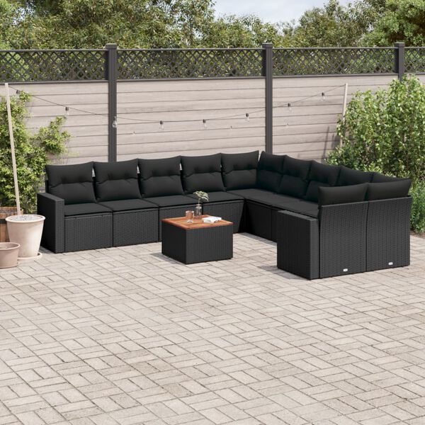 vidaXL Garden Sofa Set Black
