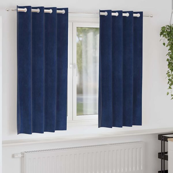 vidaXL Blackout Curtains 2 pcs Dark Blue 55.12 x 68.90 in Velvet