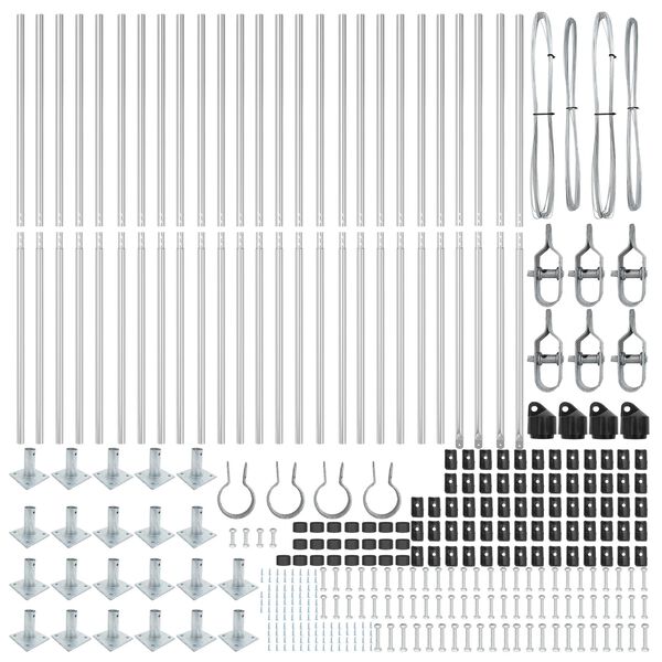 vidaXL Fence Post Other 26 pcs Grey 1.26 x 1.26 x 26.97 in Steel