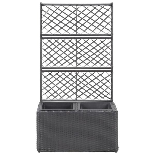 vidaXL Raised Bed Black Poly Rattan Medium Planters Planter