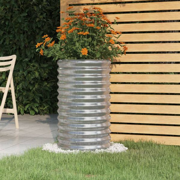 vidaXL Garden Planter Silver Powder-coated steel Medium Durable