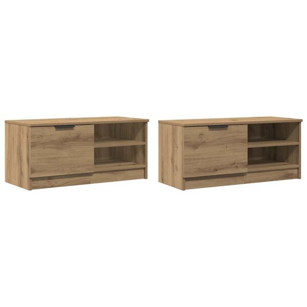 vidaXL TV Cabinet Set of 2 Artisan oak Engineered wood 31.5x13.8x14.4 in