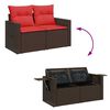 vidaXL 7 Piece Patio Sofa Set with Cushions Brown Poly Rattan Acacia