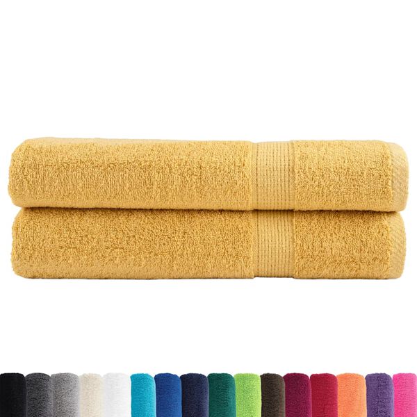 vidaXL Sauna Towel Set of 2 Gold 100% ring-spun cotton Large