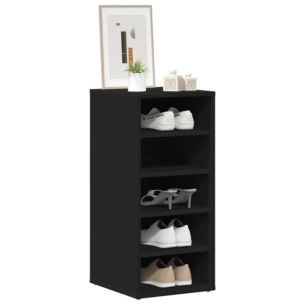 vidaXL Shoe Cabinet Set of 2 Black Engineered wood Medium Shoe Cabinet