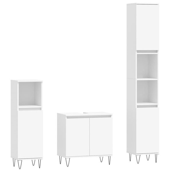 vidaXL Bathroom Furniture Set White Engineered wood, Metal Large