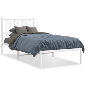 vidaXL Bed Frame White Steel Twin Bed Frame Rectangular Modern