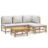 vidaXL Garden Lounge Set Light grey Bamboo, Polyester Medium Modular
