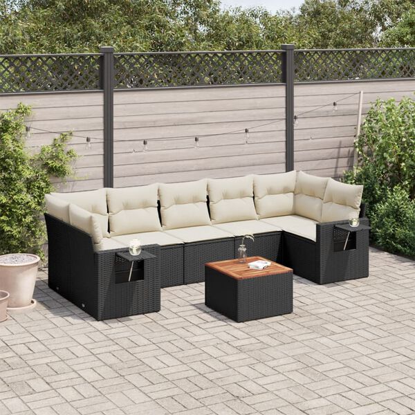 vidaXL Garden Sofa Set Black, Cream White