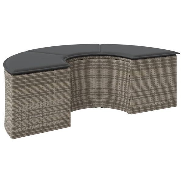 vidaXL Garden Footstool Grey PE rattan, Polyester, Powder-coated steel