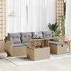 vidaXL Garden Sofa Set Beige PE Rattan Large Adjustable Feet