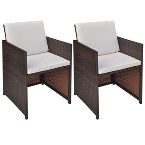 vidaXL Outdoor Dining Chair Set of 2 Brown Powder-Coated Steel Medium