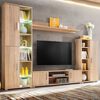 vidaXL TV Wall Unit Sonoma oak Engineered wood, Metal Large TV Wall Unit