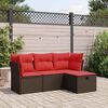 vidaXL 4 Piece Patio Sofa Set with Cushions Brown Poly Rattan