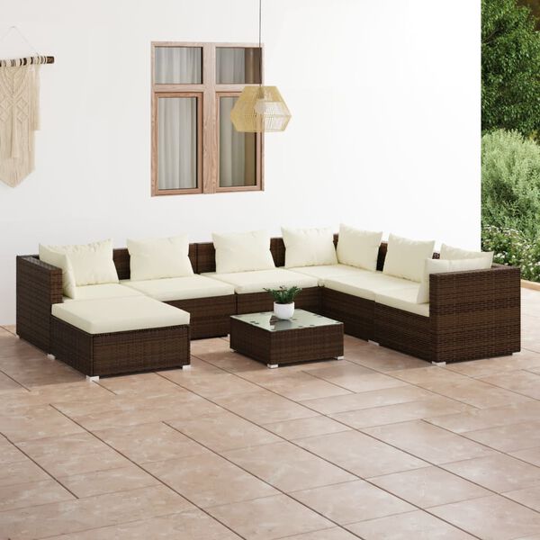 vidaXL Garden Lounge Set Brown PE rattan Large Modular