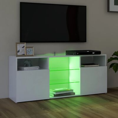vidaXL TV Cabinet with LED Lights White 47.2"x12"x20"